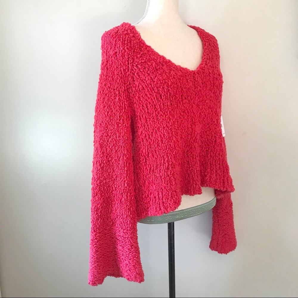 Free People•Bell Sleeve Chunky Knit V-Neck Sweater•NWT - Picture 7 of 7